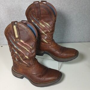 Shyanne Xero Gravity Lite Western Boot Brown Women's‎ Sz 7 M Leather Flag Theme